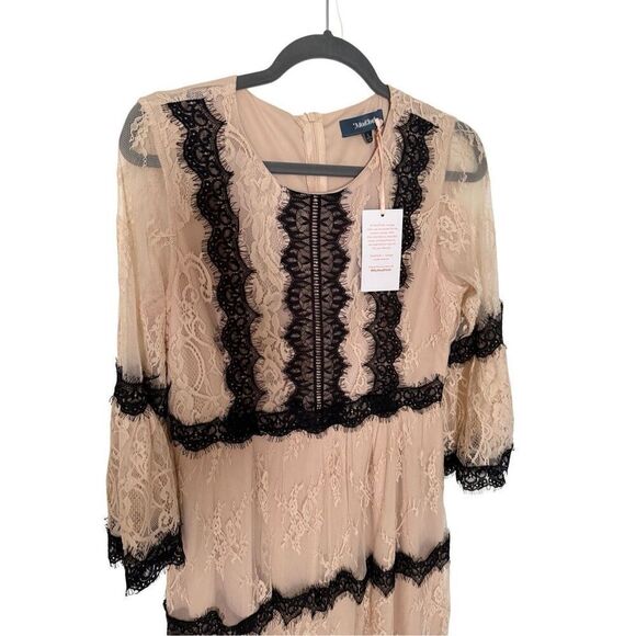 NWT Modcloth Womens Cream Black Aisle Be Seeing You Lace Midi Dress Size Large - Picture 12 of 15
